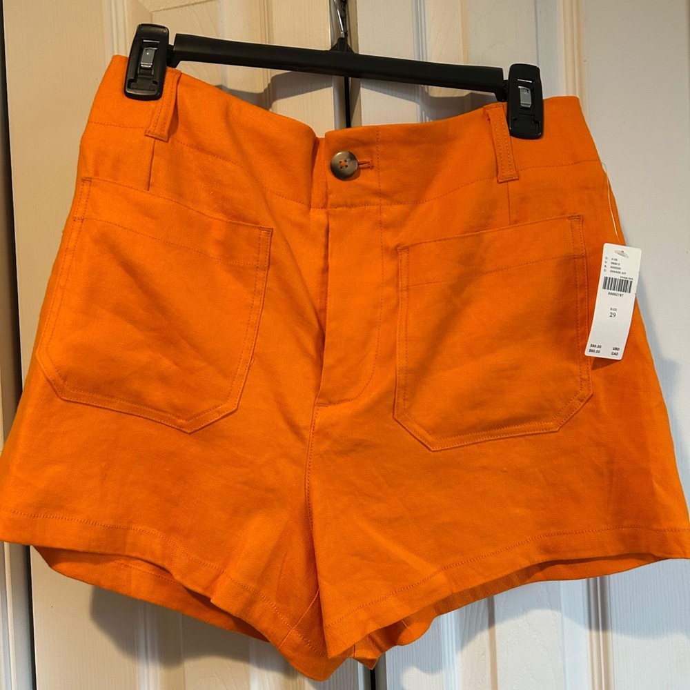 Anthropologie Bright Orange High Waist Shorts